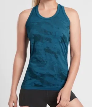 Athleta Momentum Camo Racerback Tank Top Seamless Dark Surf Teal thumbnail 1