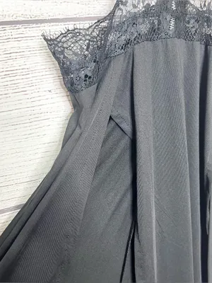 Sheer Black Lace Halter Neck Open Back High Slit Maxi Evening Gown Size Small thumbnail 10