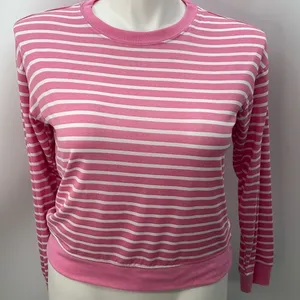 Draper James pink ladies striped long sleeve top medium thumbnail 1