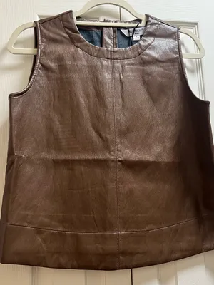 Velvet Heart Brown Leather-Look Sleeveless top thumbnail 1