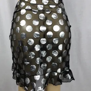 Zuliana One Size Polka Dot Metallic Mesh Ruffle Sarong. Made in USA New With Tag thumbnail 4