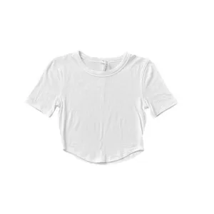 Lululemon Hold Tight White Ribbed Stretch Cropped Short Sleeve T-Shirt Size 2 thumbnail 2