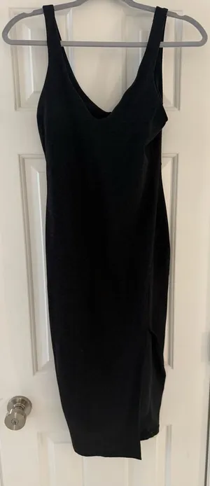 Beyond Yoga Black V-Neck Midi Tank Dress thumbnail 1