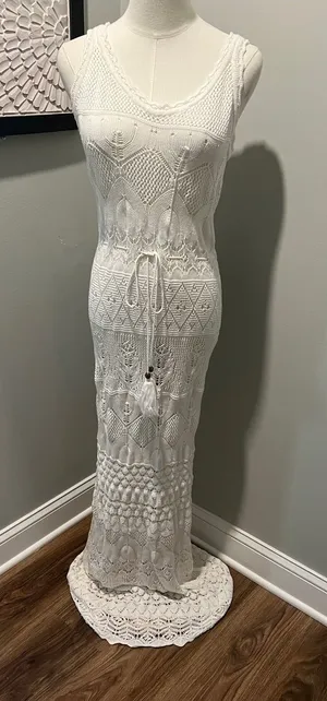VENUS White Crochet Maxi Dress thumbnail 1
