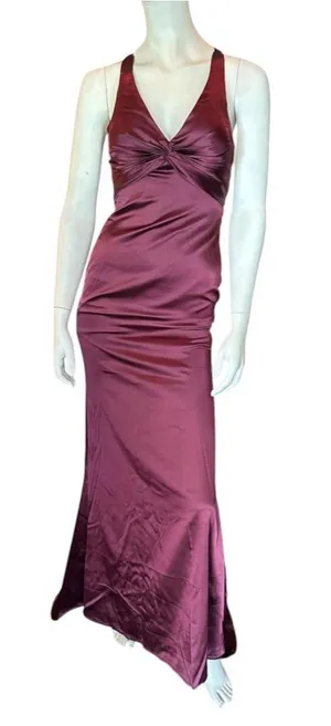 Monvelli Elegant Halter Satin Floor Mermaid Prom Gown Wine Size 2 NWT thumbnail 1