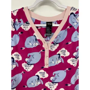 Disney Eeyore Womens Pink Pajama Sleepwear Top Shirt NEW Medium thumbnail 5