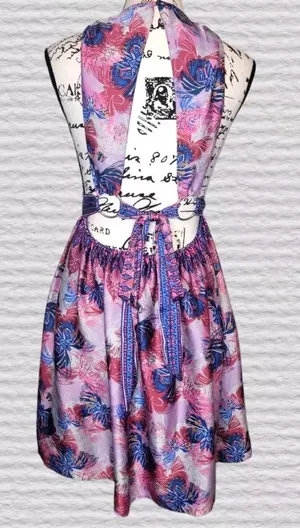 Free People Size MED Purple Tropical Daydream Mini Dress Feather Peacock Print thumbnail 5