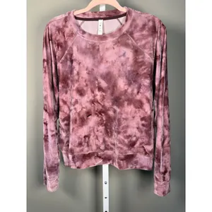Lululemon Velour Warm Down Crew Cassis Tie Dye Cropped Sweatshirt‎ 12 thumbnail 2