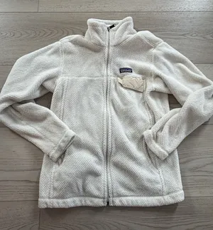 PATAGONIA Zip Womens Medium Cream Fleece Jacket M thumbnail 1