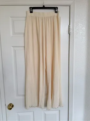 Open‎ Edit Nordstrom Wide Leg Butter Yellow Palazzo Pants Elegant High-Waist S thumbnail 2