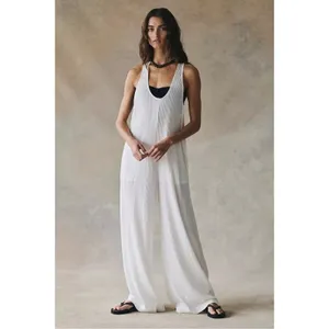 Free People Bohemian Zena One Piece Wide Leg Jumpsuit Clean Ivory Medium NWT thumbnail 3