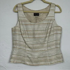 Xscape Gold Striped Blazer Jacket With Shell Womens 14 Set Formal Dressy thumbnail 2