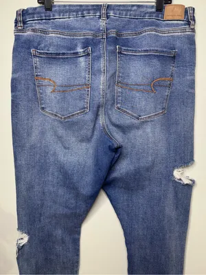 American Eagle Curvy Super Hi Rise Jeggings Skinny Jeans Ripped Frayed Size 18 thumbnail 7