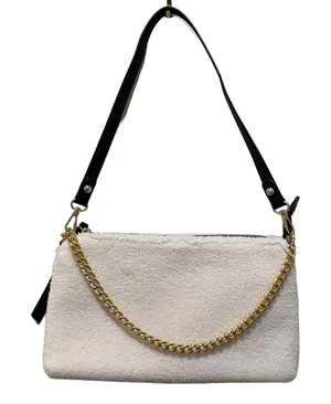 Crossi Shearling Sherpa Chain Shoulder Bag Cream Gold Women's OS Purse thumbnail 1