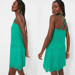 Hyacinth House NEW Green Eyelet Beaded Strap Mini Ibiza Cocktail Dress Size XS thumbnail 4