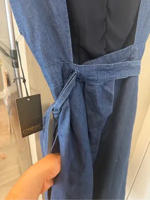 $179 NWT urban Outfitters Courtshop Denim Anita Midi Dress Charming chambray M thumbnail 7