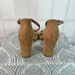 A New Day Tan Ema High Block Heel Square Toe Suede Ankle Strap Sandals Size 10 thumbnail 4