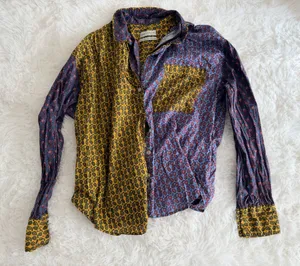Urban Outfitters Mixed Paisley Colorblock Button Down Shirt Size M thumbnail 1