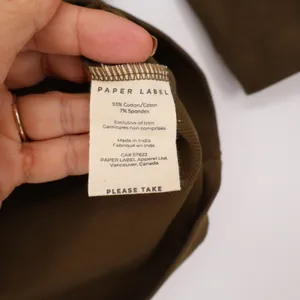 Paper Label T-Shirt Womens Medium Ribbed 3/4 Sleeve Olive Green Stretch thumbnail 3