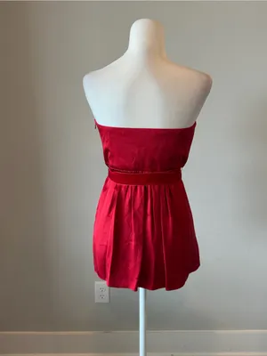 Banana Republic Strapless Red Satin Cocktail Top thumbnail 3