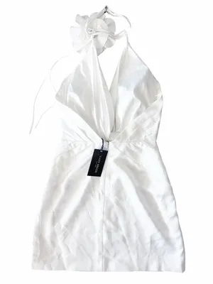 Ramy Brook Evie Pleated Twist-front Halter Neck Mini Dress in Ivory, Size 0, NWT thumbnail 7