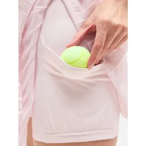 Athleta M Power Serve Tank Dress Tennis Medium Shell Pink Black Regular thumbnail 3