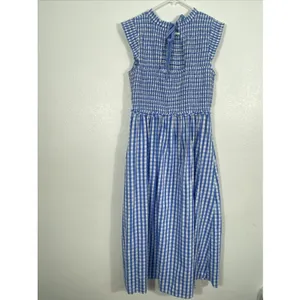 Crown & Ivy Blue Gingham Smocked Midi Dress Sleeveless Womens Size 8 Excellent thumbnail 7