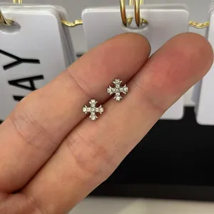 6mm CZ Cross Stud Earrings for Men Women Streetwear Punk Hip Hop Unisex Style thumbnail 5