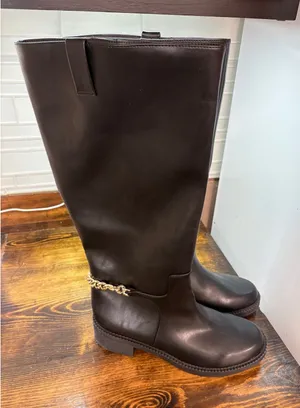 A New Day Black Gold Chain Tall Boots SIze 11‎ thumbnail 1