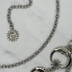 Draped Moon Star Silver Tone Chain Link Belt One Size (OS) ✨ thumbnail 10