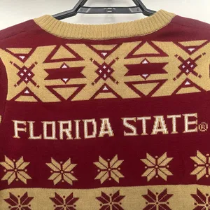 Foco FSU Seminoles Ugly Christmas Womens Sweater XL Retro VNeck Tailgate Holiday thumbnail 6