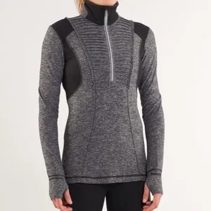 Lululemon Run: Your Heart Out Pullover Heathered Grey and Black Rulu‎ Size 4 thumbnail 2