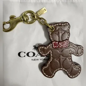 RARE Coach Bear Bag Charm crafted from Signature Coated Canvas/Refined leather thumbnail 3