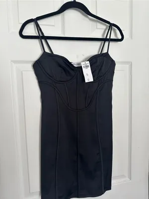 NWT Hollister Social Tourist Satin Corset Mini Dress - Black - XS thumbnail 8