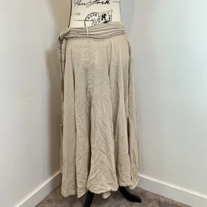 Free People Maxi Skirt Gauze Beige Boho Bohemian Festival Flowy Sz L thumbnail 6