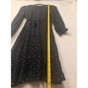 American Eagle‎ Wrap Dress Womens Medium Black Polka Dot Long Sleeve Ruffle Mini thumbnail 9