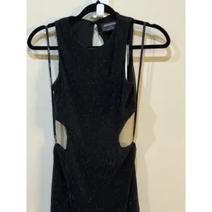 MinkPink Astrid‎ Cutout Midi Dress Black Size XS Shimmer thumbnail 3