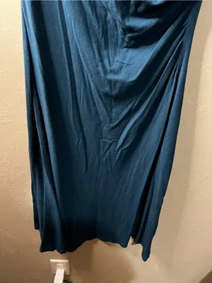 Blue Canoe Organics Teal Draped Cowl Neck Comfy Travel Vacation Minimalist Dress thumbnail 4