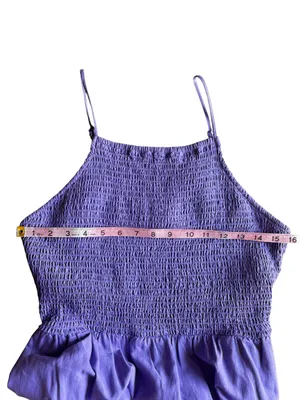 NWT Universal Thread Purple Smocked Tiered Midi Dress Pockets Cutout Back M thumbnail 10