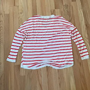 Allison Joy Long Sleeve Tee Womens Large Red White Christmas French Girl Basic thumbnail 5