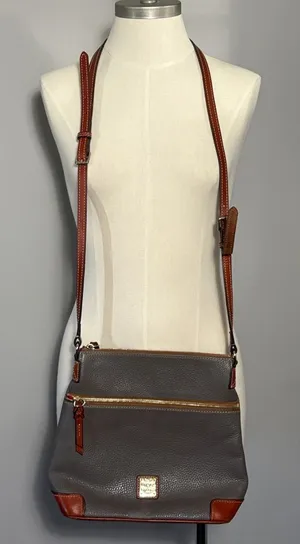 Dooney & Bourke Elephant Gray Leather Pebble Grain Crossbody Bag thumbnail 1