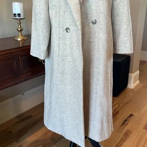 Vintage Women's Long Speckled Beige Coat Size 8 thumbnail 5