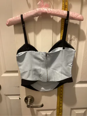 White Fox Boutique Light Blue and Black Satin Camisole thumbnail 3