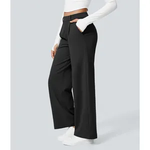 Halara High Waist Straight Leg Work Pants Stretch Comfort Black Medium Regular thumbnail 3