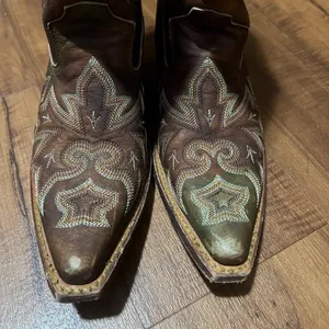 ROCKY HANDMADE Leather Western Cowgirl Boots-Brown Size 6 thumbnail 3