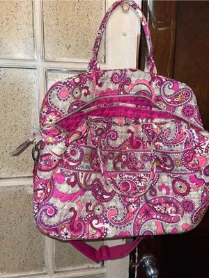 Vera Bradley Quilted Paisley Pink Travel Tote Bag thumbnail 6