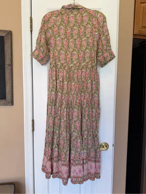 Natural Life Long Maxi Floral Cottage Core Dress XS Prairie Feminine Short Sleev thumbnail 4
