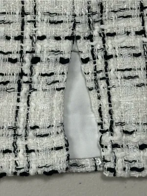 Women’s Tweed Mini Skirt Medium White Black Wool Blend Lined Career Classic NWT thumbnail 3