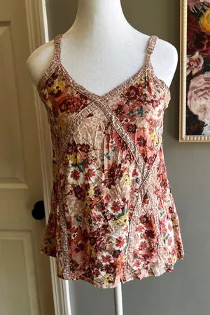 Maurice's NWT Babydoll Tank Top Size‎ XS Women's Floral Sleeveless Y2K Romantic Whimsical thumbnail 1