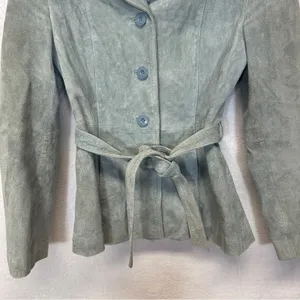 Wilsons Leather Light Green Long Sleeve 100% Genuine Leather Button Jacket Sz M‎ thumbnail 2